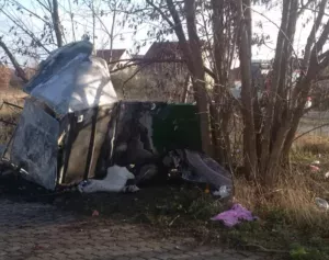 Abgebrannter Kleidercontainer Foto: Feuerwehr Wiederitzsch