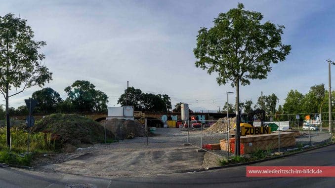 Baustelle in Leipzig-Wiederitzsch an der Brücke Delitzscher Straße