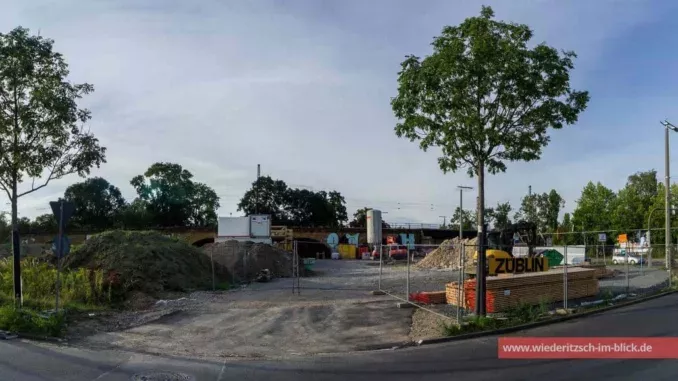 Baustelle in Leipzig-Wiederitzsch an der Brücke Delitzscher Straße