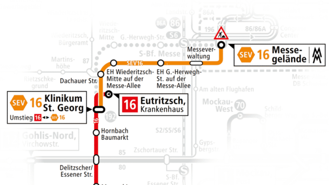 LINIE 16 VERKEHRT AB MONTAG MIT SCHIENENERSATZVERKEHR
