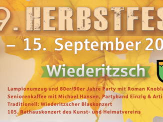 29. Wiederitzscher Herbstfest 2019 vom 13. bis 15. September 2019