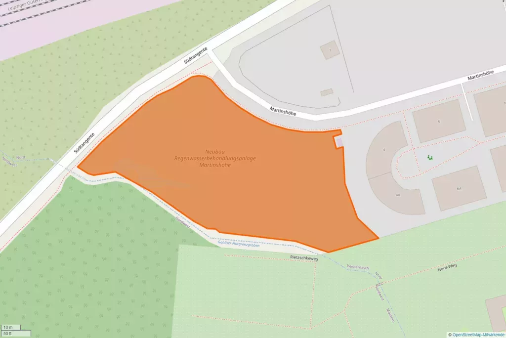Regenwasserbehandlungsanlage Wiederitzsch (Karte openstreetmap)
