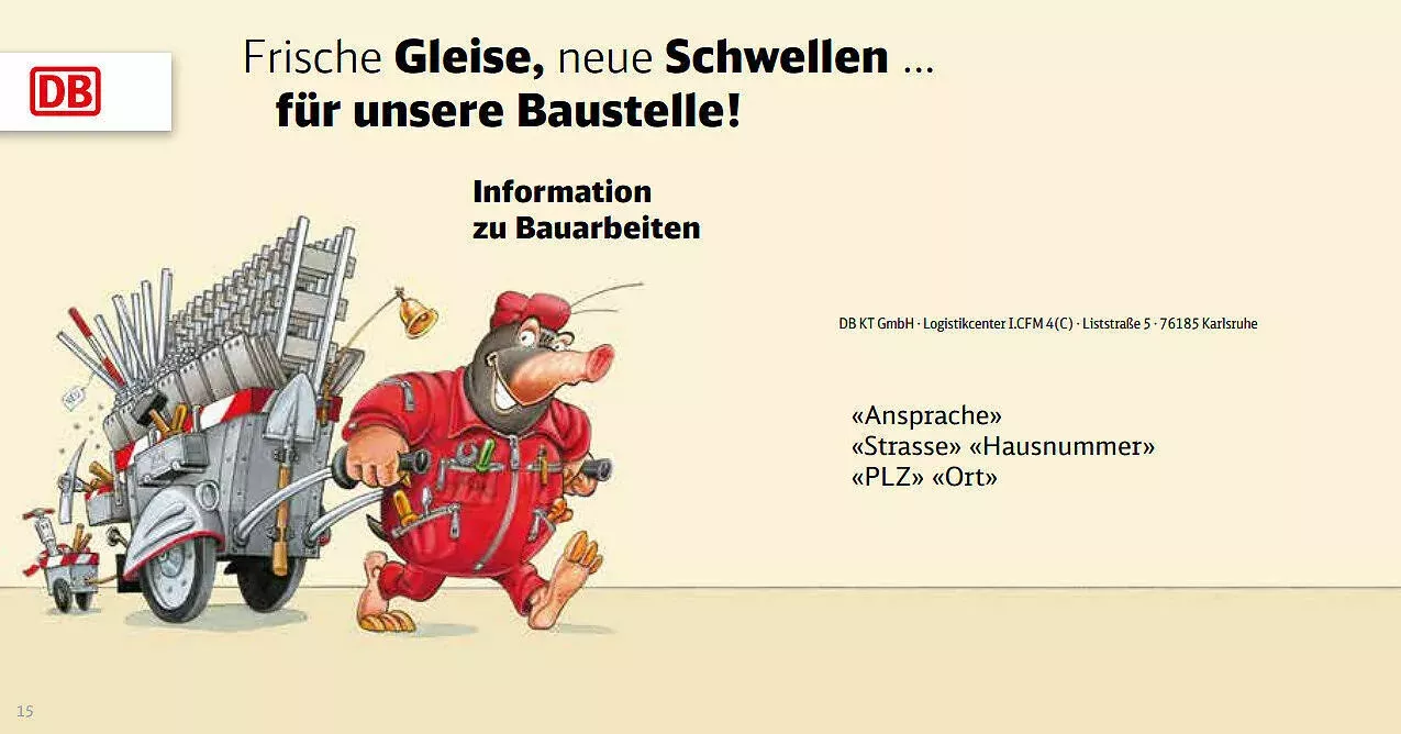 Ankündigung von Baulärm entlang der Bahntrasse